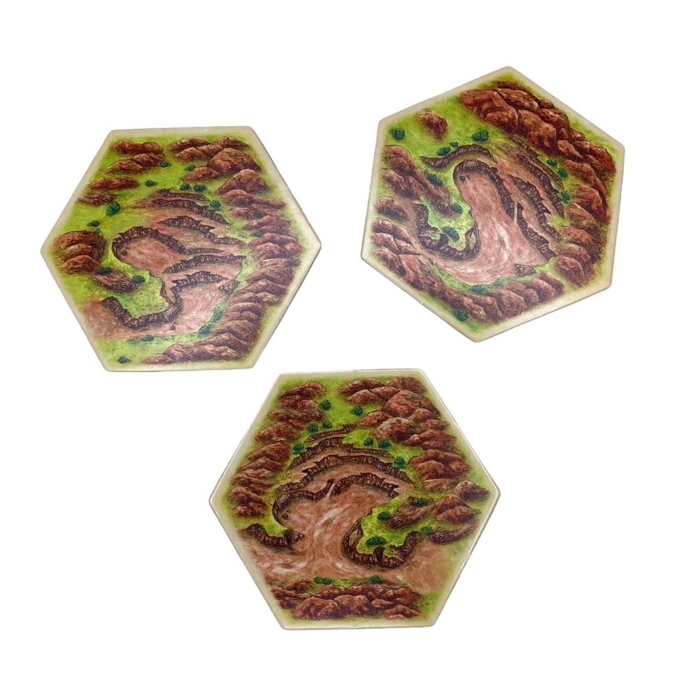Settlers of Catan #3061 Replacement 3 Hex Terrain Tiles Pieces. Brick